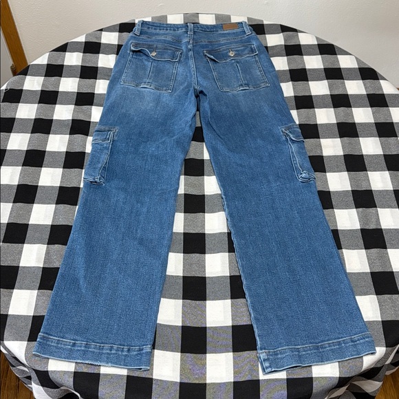 Judy Blue Allison Jeans High Rise Wide Leg Cargo Utility Stretchy Baggy Sz 7/28 - Picture 12 of 15
